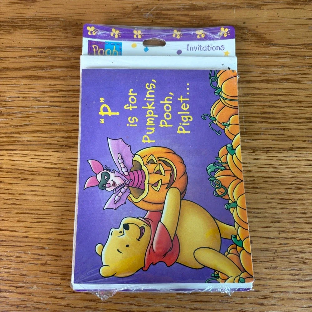 Vintage Disney Winnie the Pooh Halloween Party Invitations Hallmark 8 Pack